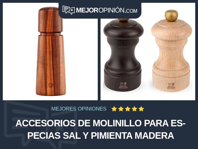 Accesorios de molinillo para especias Sal y pimienta Madera