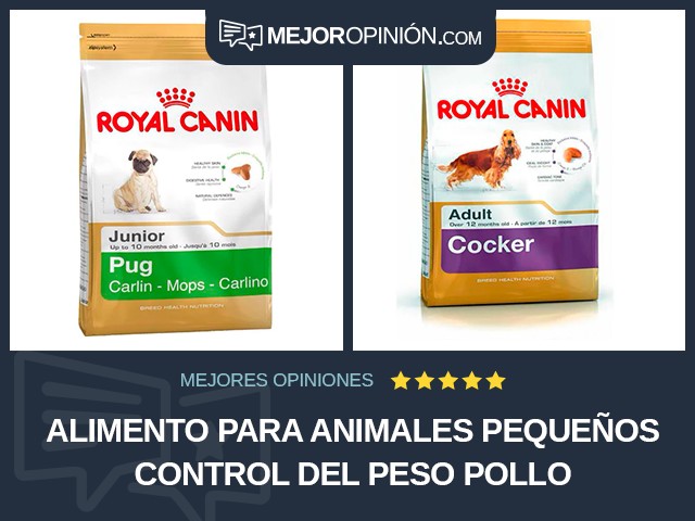 Alimento para animales pequeños Control del peso Pollo