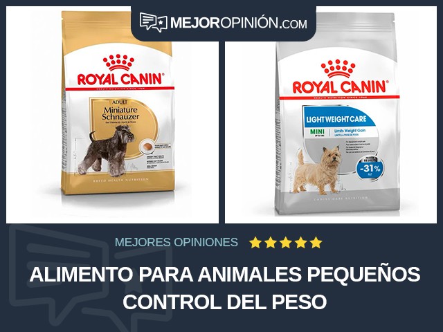 Alimento para animales pequeños Control del peso