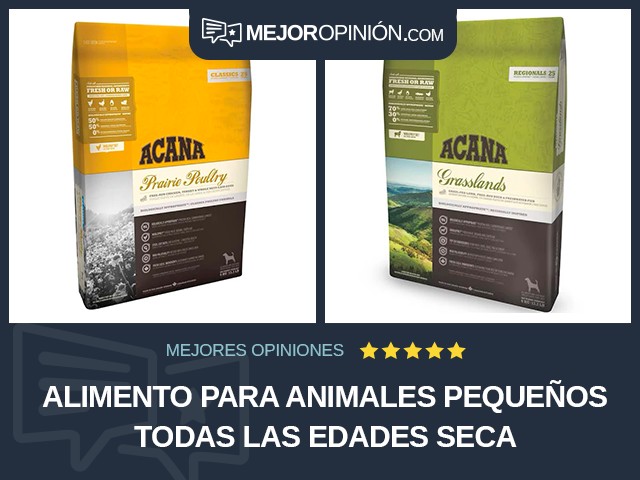 Alimento para animales pequeños Todas las edades Seca