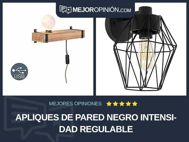 Apliques de pared Negro Intensidad regulable