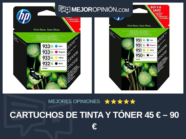 Cartuchos de tinta y tóner 45 € – 90 €