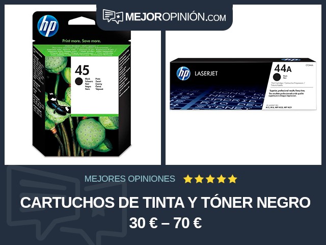 Cartuchos de tinta y tóner Negro 30 € – 70 €