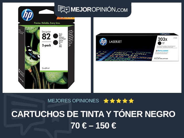 Cartuchos de tinta y tóner Negro 70 € – 150 €