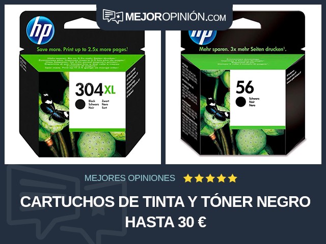 Cartuchos de tinta y tóner Negro Hasta 30 €