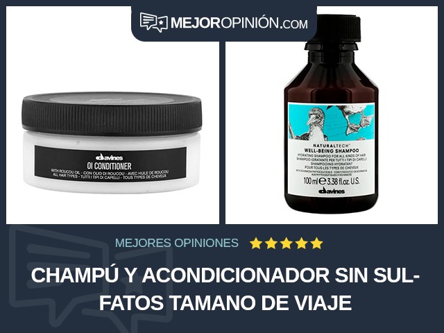 Champú y acondicionador Sin sulfatos Tamano de viaje