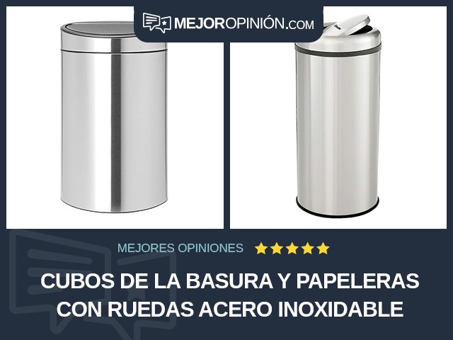 Cubos de la basura y papeleras Con ruedas Acero inoxidable