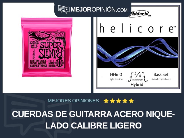 Cuerdas de guitarra Acero niquelado Calibre ligero