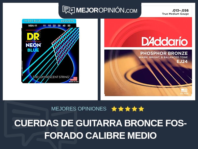 Cuerdas de guitarra Bronce fosforado Calibre medio