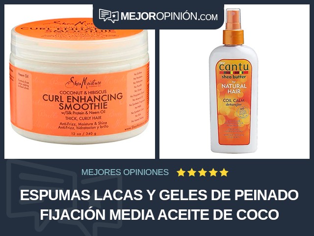 Espumas lacas y geles de peinado Fijación media Aceite de coco