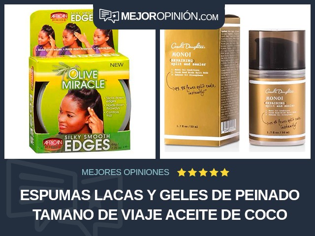 Espumas lacas y geles de peinado Tamano de viaje Aceite de coco