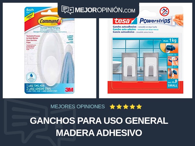 Ganchos para uso general Madera Adhesivo