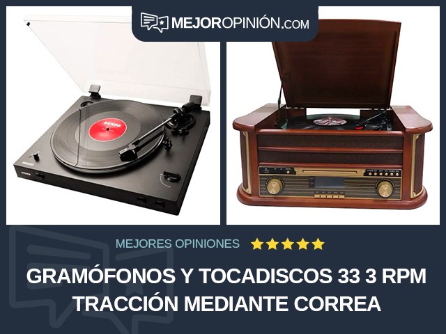 Gramófonos y tocadiscos 33 3 RPM Tracción mediante correa