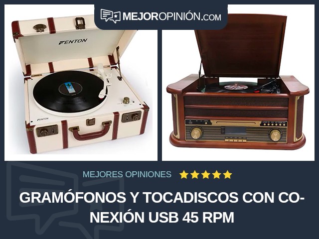 Gramófonos y tocadiscos Con conexión USB 45 RPM