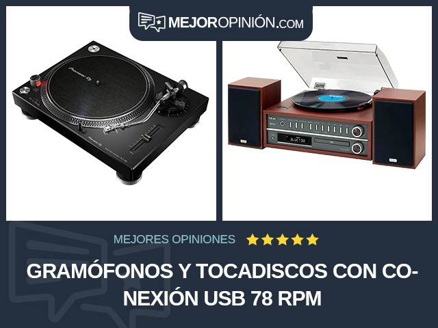 Gramófonos y tocadiscos Con conexión USB 78 RPM