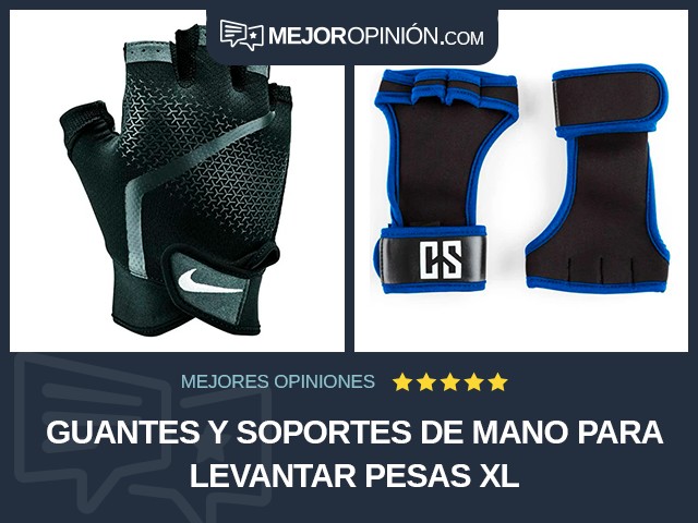 Guantes y soportes de mano para levantar pesas XL