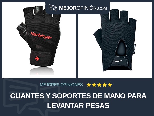 Guantes y soportes de mano para levantar pesas