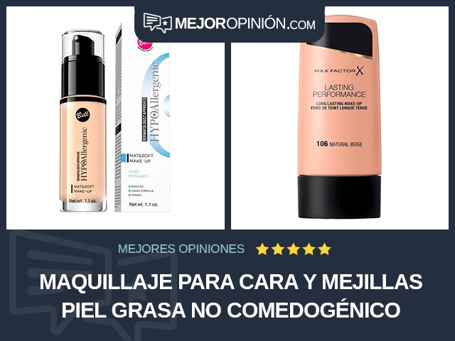 Maquillaje para cara y mejillas Piel grasa No comedogénico