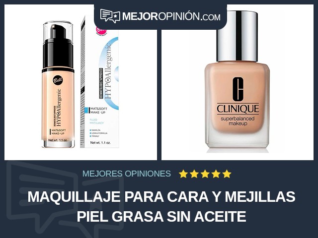 Maquillaje para cara y mejillas Piel grasa Sin aceite