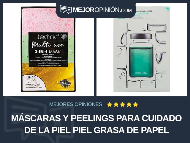 Máscaras y peelings para cuidado de la piel Piel grasa De papel