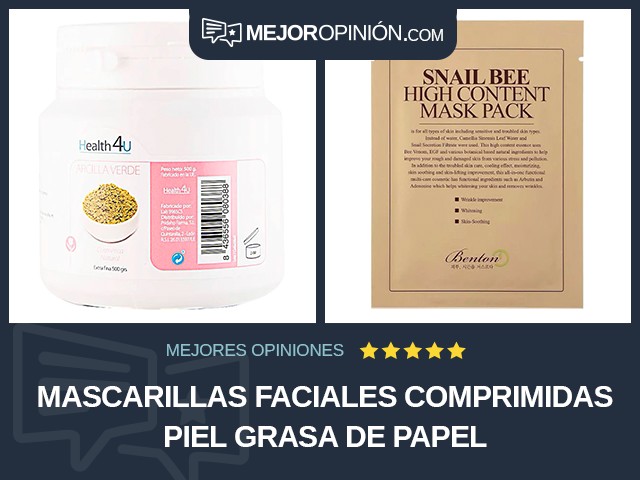 Mascarillas faciales comprimidas Piel grasa De papel