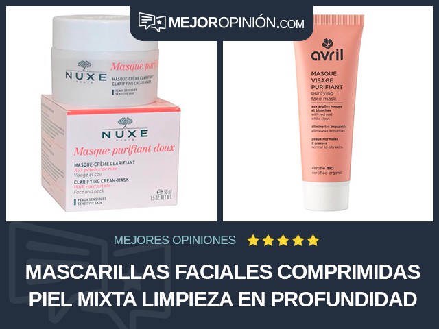 Mascarillas faciales comprimidas Piel mixta Limpieza en profundidad