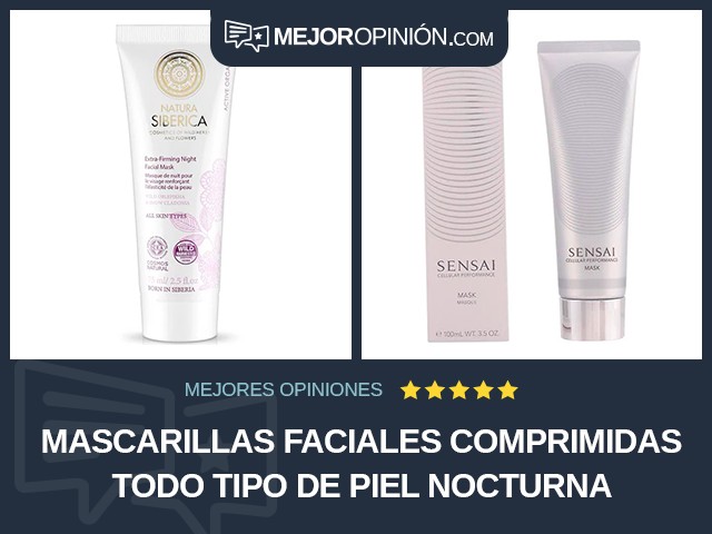 Mascarillas faciales comprimidas Todo tipo de piel Nocturna