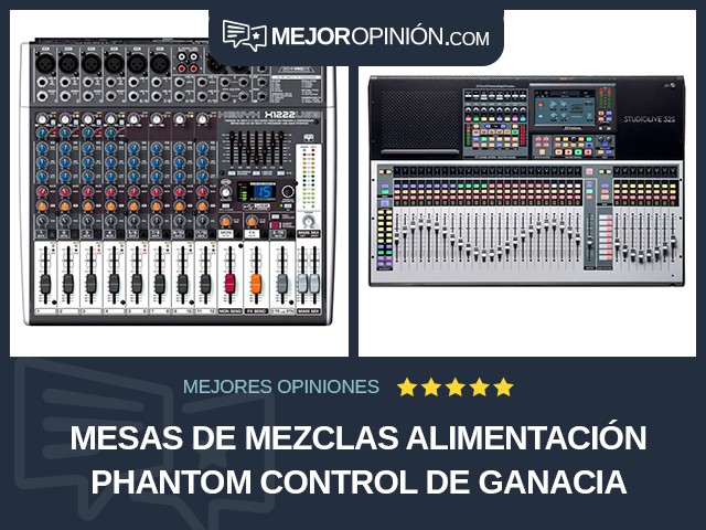 Mesas de mezclas Alimentación Phantom Control de ganacia