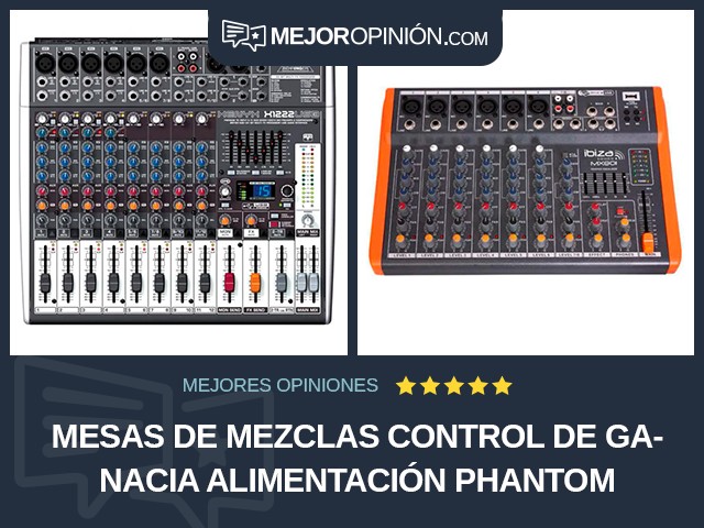 Mesas de mezclas Control de ganacia Alimentación Phantom