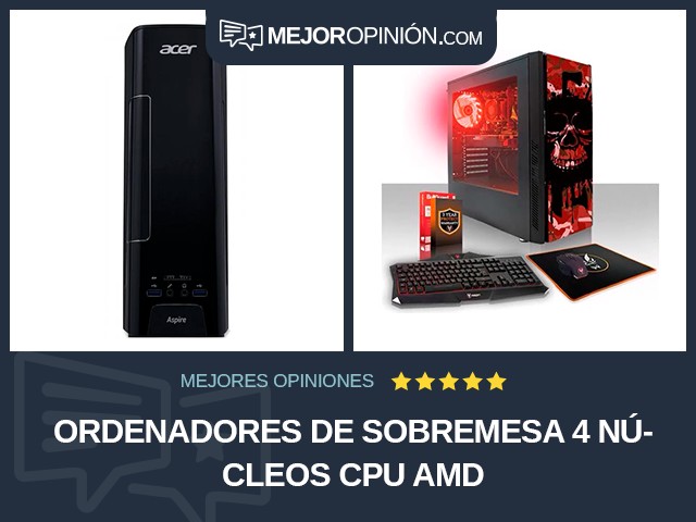 Ordenadores de sobremesa 4 núcleos CPU AMD