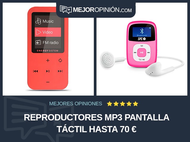 Reproductores MP3 Pantalla táctil Hasta 70 €