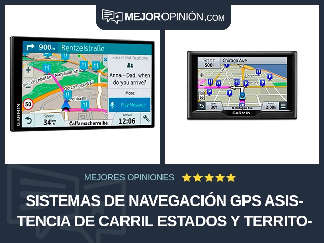 Sistemas de navegación GPS Asistencia de carril Estados y Territorios de los Estados Unidos