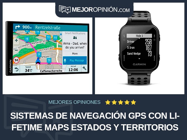 Sistemas de navegación GPS Con Lifetime Maps Estados y Territorios de los Estados Unidos