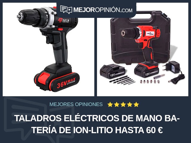 Taladros eléctricos de mano Batería de ion-litio Hasta 60 €