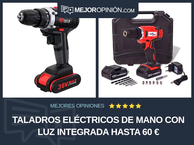 Taladros eléctricos de mano Con luz integrada Hasta 60 €