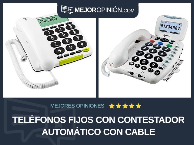 Teléfonos fijos Con contestador automático Con cable