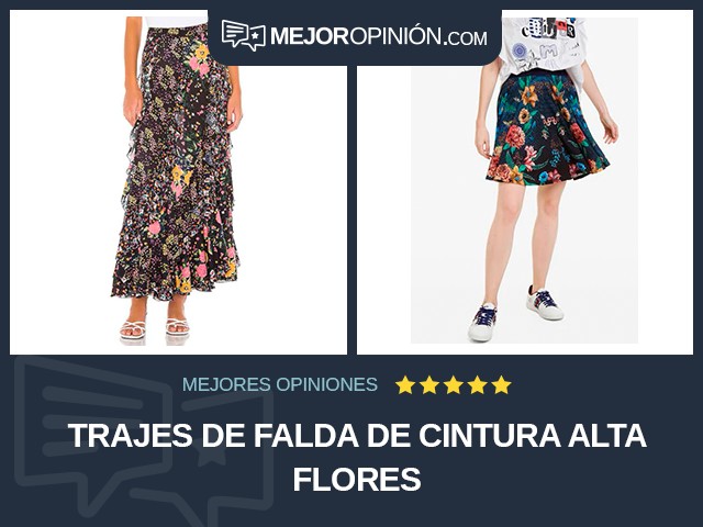 Trajes de falda De cintura alta Flores