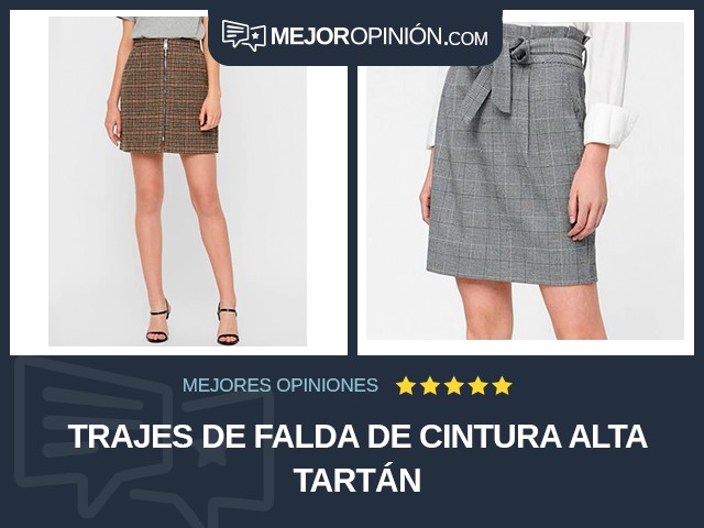 Trajes de falda De cintura alta Tartán