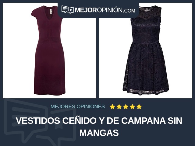 Vestidos Ceñido y de campana Sin mangas